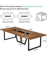Tribesigns 94.5-Inch Conference Table for 10 People, Industrial 8 Ft Meeting with Two Grommets, Rectangular Podcast Training Home Offi