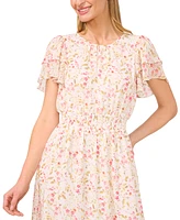 CeCe Women's Floral Flutter-Sleeve Maxi Dress