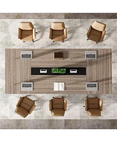 Tribesigns 94.5-Inch Conference Table for 10 People, Industrial 8 Ft Meeting Table with Two Grommets, Rectangular Podcast Training Table for Home Offi