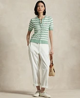 Polo Ralph Lauren Women's Striped Cable-Knit Short-Sleeve Cardigan Sweater