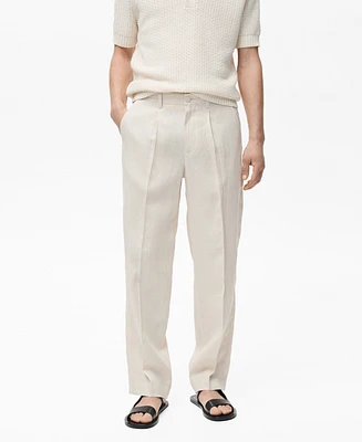 Mango Men's Eu Regular-Fit Linen Trousers