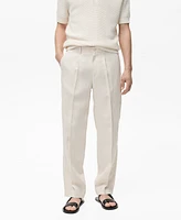Mango Men's Eu Regular-Fit Linen Trousers