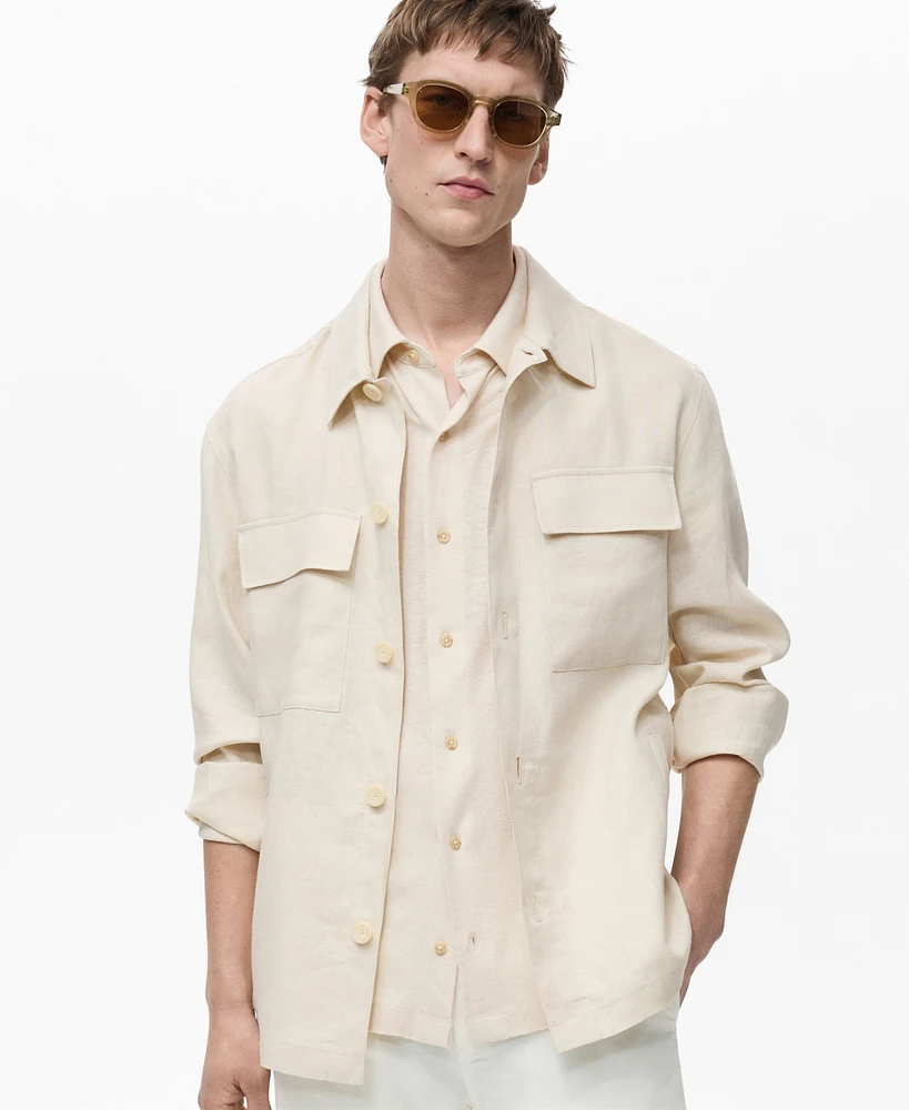 Mango Men's Slim-Fit Linen Overshirt