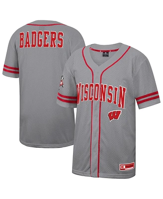Colosseum Men's Gray Wisconsin Badgers Free Spirited Baseball Jersey
