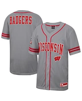 Colosseum Men's Gray Wisconsin Badgers Free Spirited Baseball Jersey