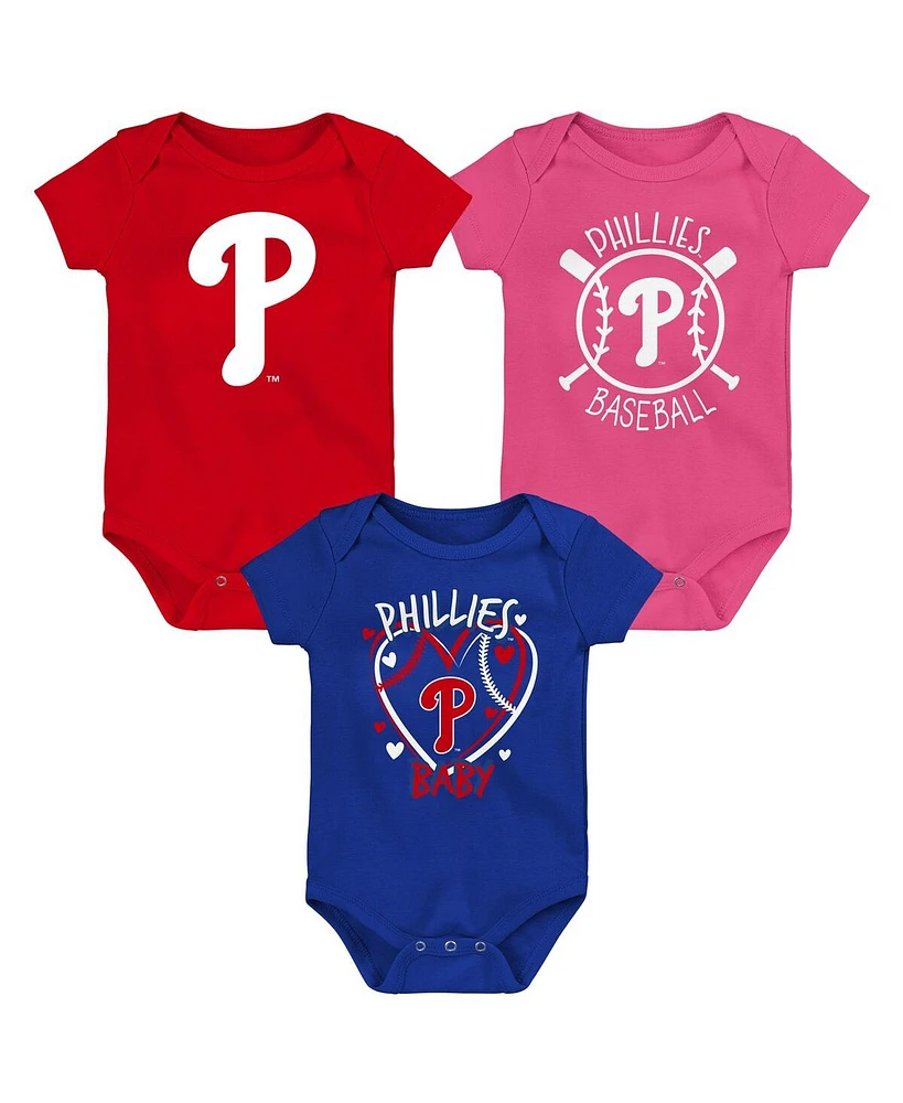 Outerstuff Baby Boys and Girls Philadelphia Phillies Slide Home 3-Pack Bodysuit Set