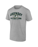 Fanatics Men's Heather Gray Green Bay Packers Screen Blocking T-Shirt