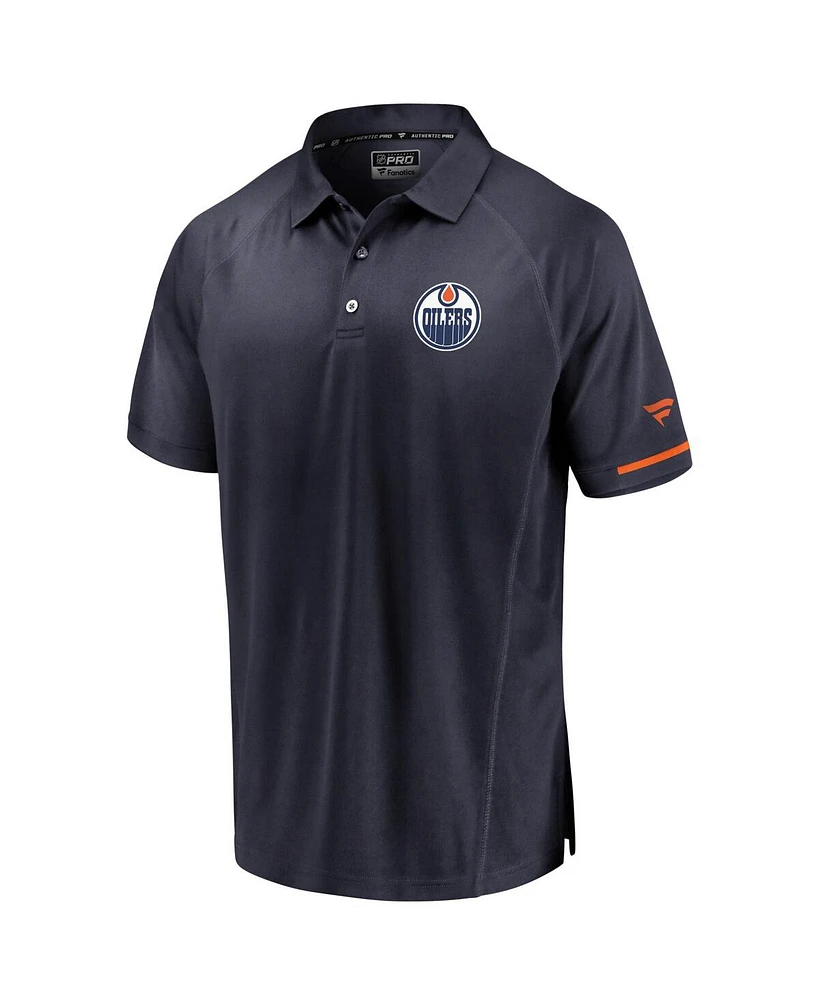 Fanatics Men's Navy Edmonton Oilers Authentic Pro Rink Side Polo Shirt