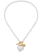 Guess Two-Tone Pave Heart 18" Pendant Necklace