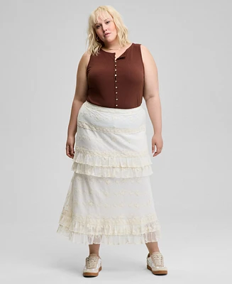 And Now This Trendy Plus Lace Ruffle-Trim Maxi Skirt, Exclusively at Macy's