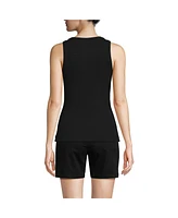 Lands' End Women's Drapey Rib Fitted Henley Tank Top