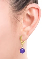 Dyed Green & Lavender Jade (8mm) 2-Pc. Set Drop Earrings 14k Gold-Plated Sterling Silver