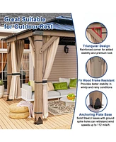 Mondawe 12 Ft. W x Ft. D Solid Cedar Wood Patio Gazebo with Curtains and Mesh Screens