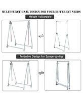 Clothes Drying Rack, Extendable Foldable Heavy Duty Clothing Rack with Hanging Rod
