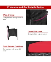 Costway Patio Rattan Conversation Set Seat Sofa Cushioned Loveseat Chairs