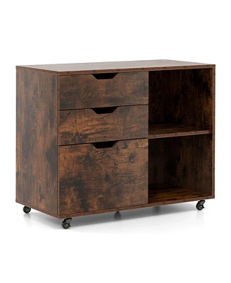 3-Drawer File Cabinet with Adjustable Shelf and Wheels for Letter