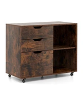 3-Drawer File Cabinet with Adjustable Shelf and Wheels for Letter