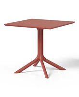 5-Piece Resin Square Patio Dining Table Set with Stackable Chairs