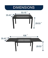 Expandable Patio Dining Table, Metal Aluminum Outdoor Table for Porch Lawn Garden Bistro Rectangular Table