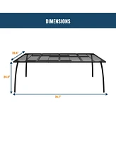 in Rectangle Metal Patio Outdoor Dining Table
