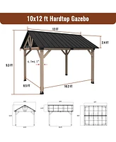 Mondawe 10 x 12 ft. Wood Gazebo Cedar Framed Wooden Gazebo - Greenwich Serie