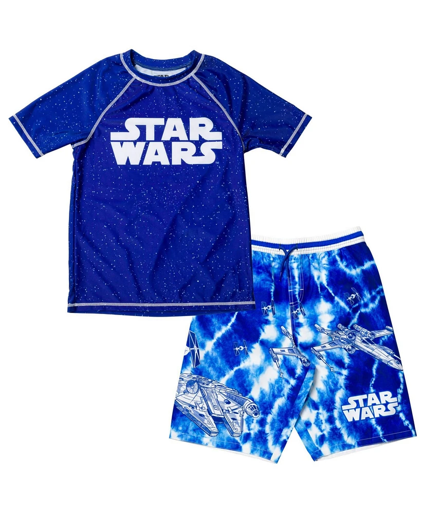 Star Wars Boys Rash Guard and Swim Trunks Outfit Set