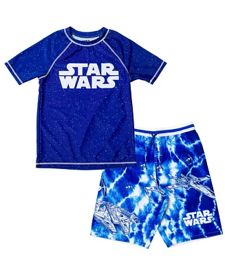 Star Wars Boys Rash Guard and Swim Trunks Outfit Set