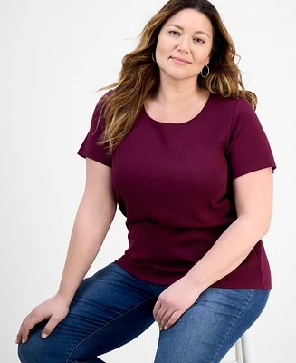 Style & Co Women's Plus Short-Sleeve Scoop-Neck Top, Exclusively at Macy's