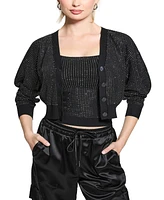 Guess Women's Khloe Rhinestone V-Neck Cardigan Sweater