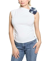 Guess Women's Ariane 3D Floral-Trim Sleeveless Top