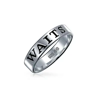 Bling Jewelry Love Stay Strong Purity Promise Commitment Eternity Band Ring Oxidized .925 Sterling Silver