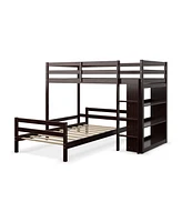 Twin Over Twin Loft Bunk Bed with Bookcase