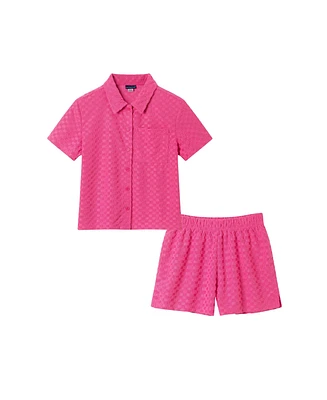 Andy & Evan Big Girls Toddler/Child Terry Button Up Set