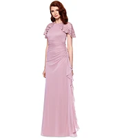Betsy & Adam Women's Draped Lace-Sleeve Gown