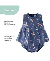 The Peanutshell Baby Girls Rompers - 2 Pack, Navy Floral