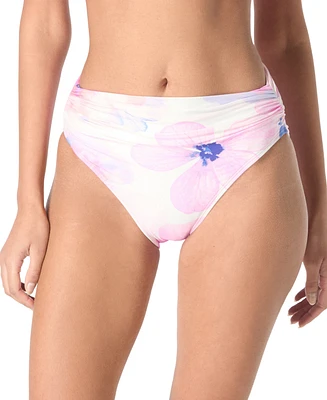 Carmen Marc Valvo Women's Printed Shirred-Side Bikini Bottoms