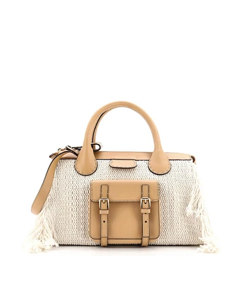 Pre-Owned Chloe Medium Edith Nm Satchel Knit Cashmere with Leather