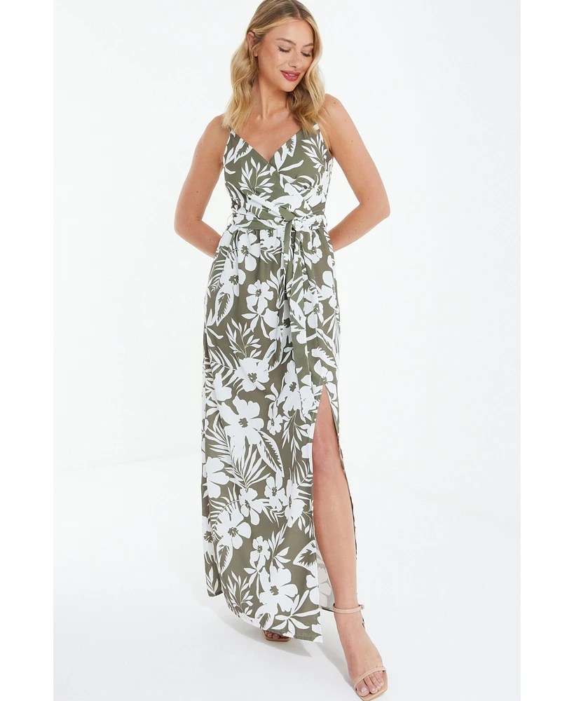 Quiz Women's Crepe Tropical Wrap Maxi Dress
