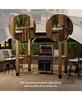 Mondawe 8 Ft. W x 6 Ft. D Solid Cedar Wood Grill Gazebo with Two Side Wooden Holder