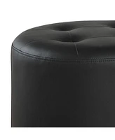 Tufted Round Swivel Ottoman Leather for Living Room