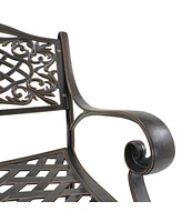 Outdoor Dining Chair Set of 2 Cast Aluminium Patio Dining Chair 2 Pcs Patio Bistro Chairs, Bronze