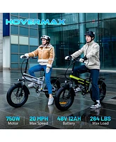 HK10M Electric Bike for Adults 20" x4.0 Fat Tire Electric Bicycle with 750W Motor, Foldable Ebkie with 48V 12AH Removable Battery E Bike Long Range 20