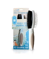 Ocean Plastic by Pt Blue Double-Sided Round Grooming Brush for Pets, Eco-Friendly Dogs and Cats