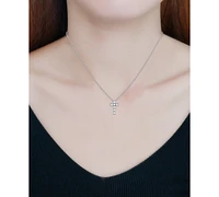 Giani Bernini Round Cubic Zirconia Chunky Cross Pendant Necklace, 16" + 2" extender