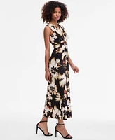 Anne Klein Women's Printed Twist-Front Maxi Dress