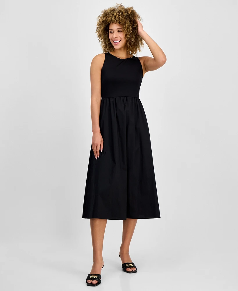 Anne Klein Women's Sleeveless Mixed-Media Midi Dress