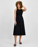 Anne Klein Women's Sleeveless Mixed-Media Midi Dress