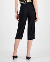 Anne Klein Women's Belted Pedal-Pusher Urban-Stretch Pull-On Capri Pants