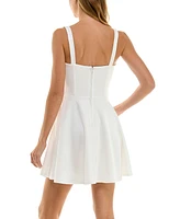 City Studios Juniors' Contrast-Trim Sleeveless Fit & Flare Mini Dress