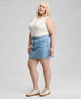 And Now This Trendy Plus Floral-Embroidered Denim Skirt, Exclusively at Macy's